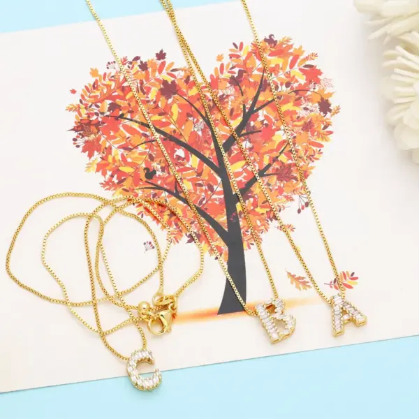 Wholesale PVD Coated Real Gold Plated 18K Gold Letter Stainless Steel Copper Basic Simple Style Waterproof Non Tarnish Stainless Steel Pendant Necklace