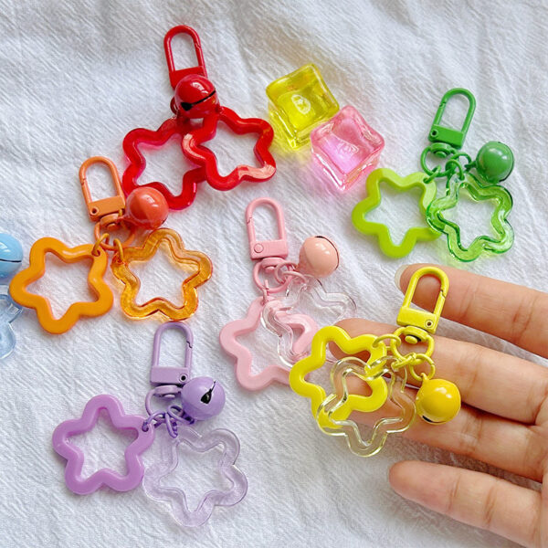 Wholesale Acrylic Hollow Five-inted Star Ins Pendant Summer Childlike Pendant Keychain Aessories Wireless Headset Aessories