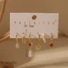 Wholesale 1 Set Yakemiyou Modern Style Water Droplets Red Heart Solid Color Inlay Copper Artificial Pearls Zircon 14K Gold Plated Earrings