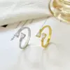 Wholesale Fashion Geometric Bow Knot Copper Rings Inlay Zircon Copper Rings