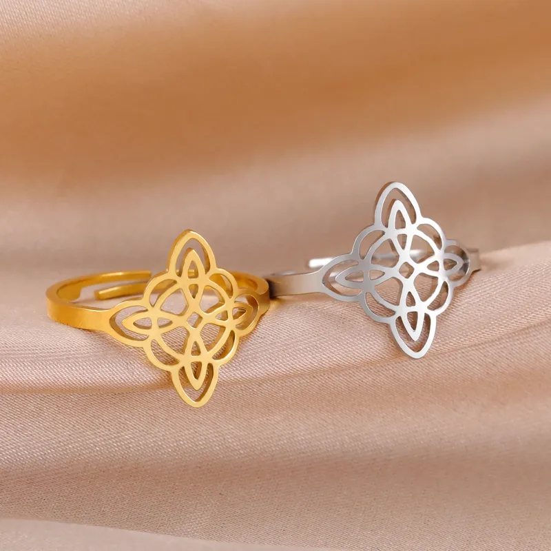 Wholesale Jewelry Simple Style Witches Knot Solid Color 304 Stainless Steel Plating Rings