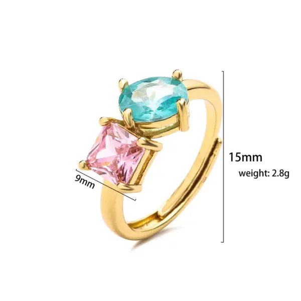 Wholesale Sweet C Shape Square Water Droplets Copper Rings Earrings In Bulk