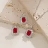 Wholesale Retro Geometric Copper Inlay Zircon Gold Plated Earrings Necklace