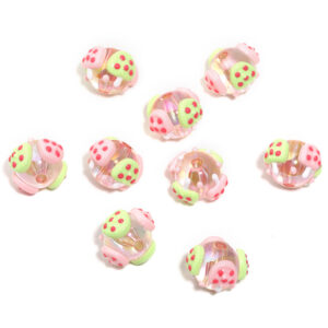 Transparent beads + green pink apple tree / 16mm