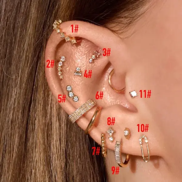 Wholesale 1 Piece 1 Pair Elegant Streetwear Geometric Inlay Copper Zircon Ear Studs