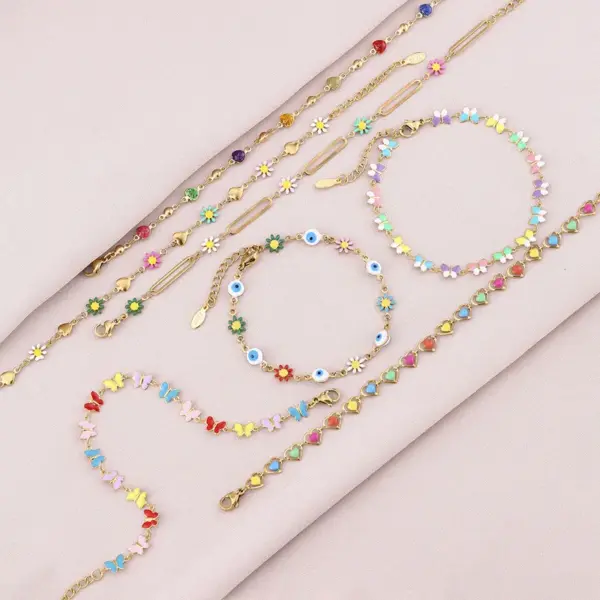 Wholesale Water Plating 18K Gold Plated Butterfly Stainless Steel Basic 304 Stainless Steel Bracelets