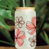 Wholesale Pink and red flowers 16oz Cup UV DTF Wraps