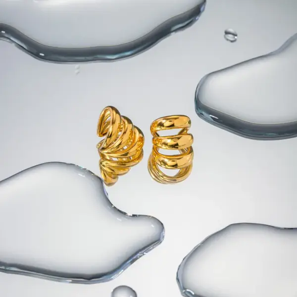 Wholesale PVD Coated Real Gold Plated 18K Gold Solid Color 304 Stainless Steel IG Style Waterproof Non Tarnish 304 Stainless Steel Ear Cuffs