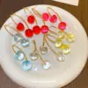 Wholesale 1 Pair Cute Sweet Cherry Resin Copper Drop Earrings