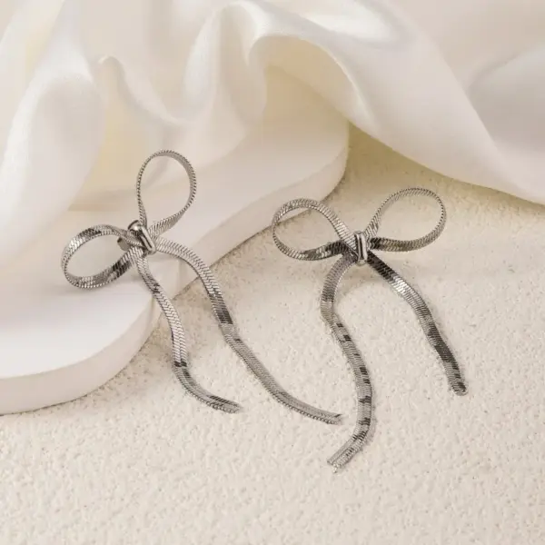 Wholesale 304 Stainless Steel Bow Knot Electroplating Golden Plated Elegant Sweet Waterproof Non Tarnish Gold Silver Ear Studs