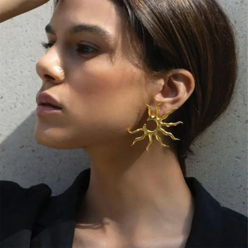 Wholesale PVD Coated Real Gold Plated Sun 304 Stainless Steel Simple Style Classic Style Waterproof Non Tarnish Ear Studs
