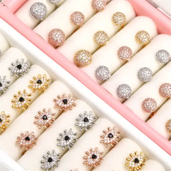 Wholesale Ear Cartilage Rings & Studs Geometric Brass Gem