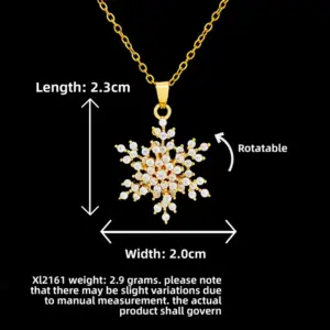 XL2161 Large Snowflake Necklace / Gold