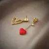 Wholesale PVD Coated 18K Gold Plated Heart Shape 304 Stainless Steel Basic Waterproof Non Tarnish Dangling Earrings