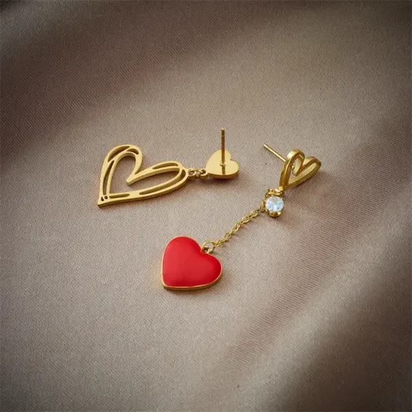 Wholesale PVD Coated 18K Gold Plated Heart Shape 304 Stainless Steel Basic Waterproof Non Tarnish Dangling Earrings