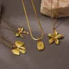 Wholesale Jewelry Luxurious Queen Classic Style Flower Bow Knot 304 Stainless Steel Ball Chain Cable Chain Snake Chain Pendant Necklace