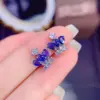 Wholesale Vintage Inlaid Semi-precious Stone Blue Crown Copper Earrings Wholesale