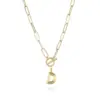 Copper Paperclip Chain Toggle Letter Pendant Necklace