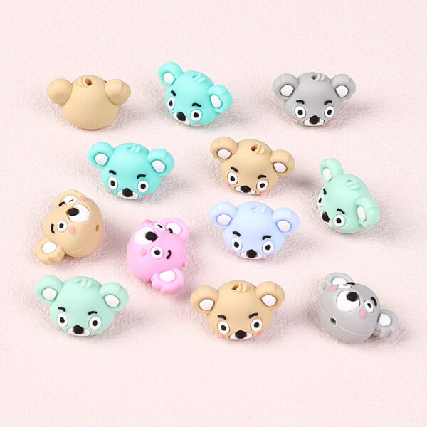 Wholesale New koala drop glue 3D silicone beads children handmade DIY material beaded cartoon animal silicone beads