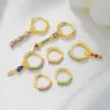 Wholesale 4 Pieces Cute Sweet Color Block Plating Inlay Brass Zircon 18K Gold Plated Drop Earrings