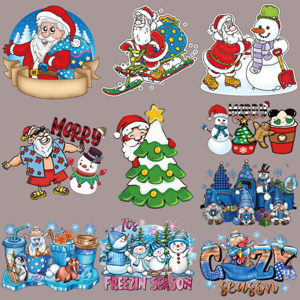 Wholesale Christmas hot stamping clothing stickers UV DTF Ready to Press Transfers Wraps