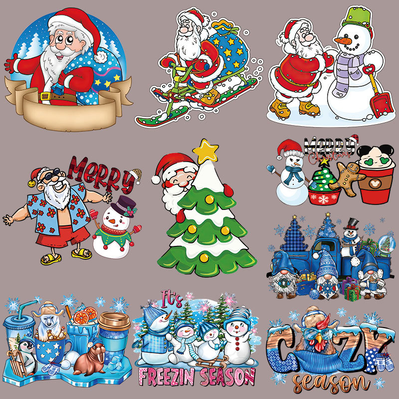 Wholesale Christmas hot stamping clothing stickers UV DTF Ready to Press Transfers Wraps