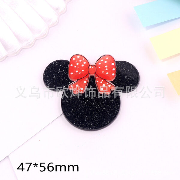 Wholesale New Loose Powder Cartoon Mickey Head Bow Bag Accessories Acrylic Pin Cute DIY Patch Accessories