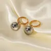 304 Stainless Steel Round PVD Coated 18K Real Gold Plated INS Style Plating Silver Drop Earrings