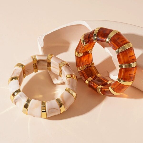 oly-bd6c53d63fc0d86e19f35b8d43e1fe77 Wholesale Retro Resin Smudged Beaded Elastic Bracelet