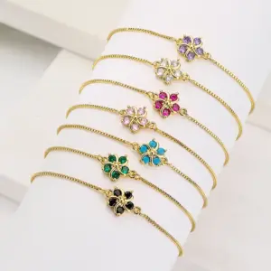 Wholesale Fashion Flower Copper Zircon Bracelets In Bulk