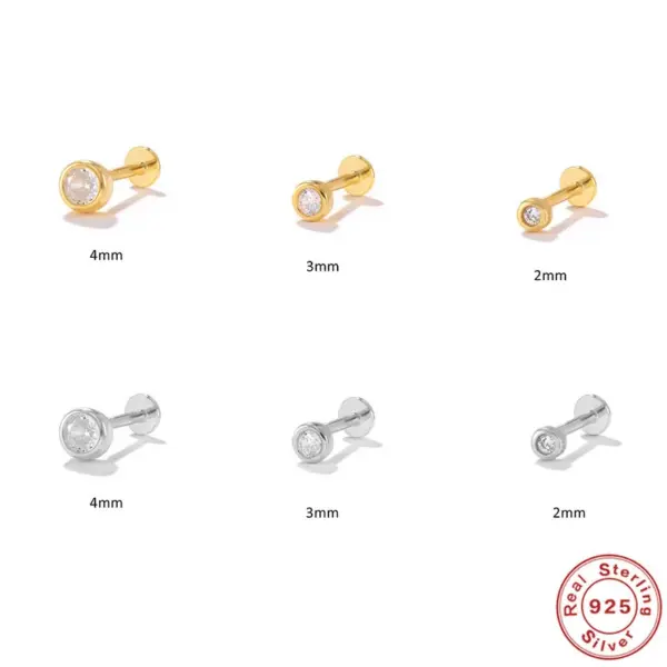 Wholesale 1 Piece 925 Sterling Silver Zircon Geometric Ear Studs