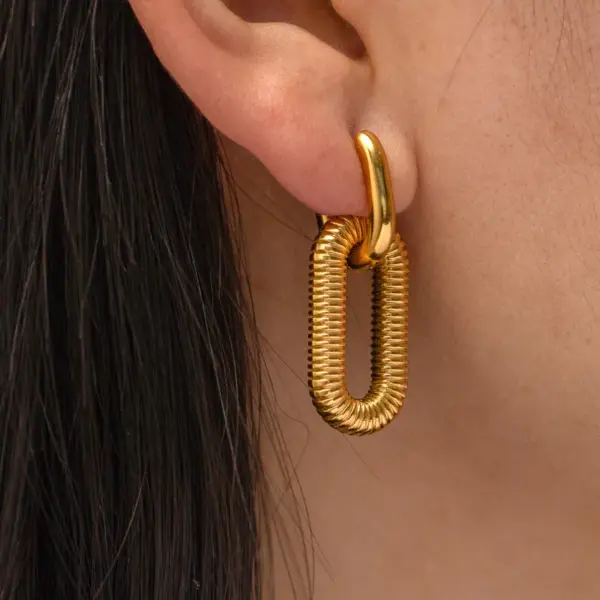 oly-bd6e7f9481f622690bdc94f32d43b509 Wholesale PVD Coated Real Gold Plated Oval 304 Stainless Steel Fashion Waterproof Non Tarnish op Earrings