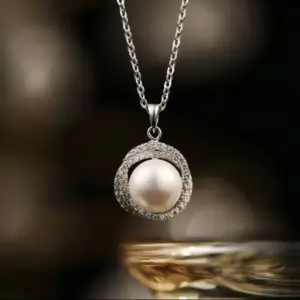 Silver-Winding Pearl Necklace (O-Shaped Chain)