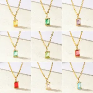 Wholesale 304 Stainless Steel Geometric PVD Coated 18K Real Gold Plated Elegant Classic Style Cable Chain Pendant Necklace