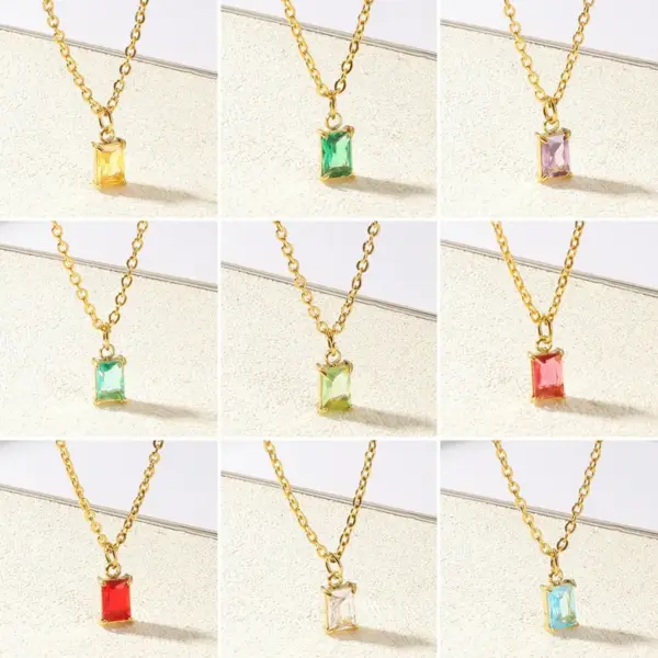 Wholesale 304 Stainless Steel Geometric PVD Coated 18K Real Gold Plated Elegant Classic Style Cable Chain Pendant Necklace