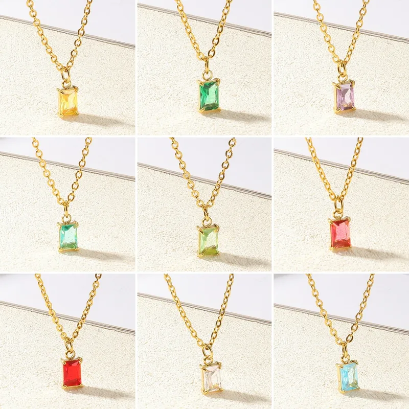 Wholesale 304 Stainless Steel Geometric PVD Coated 18K Real Gold Plated Elegant Classic Style Cable Chain Pendant Necklace