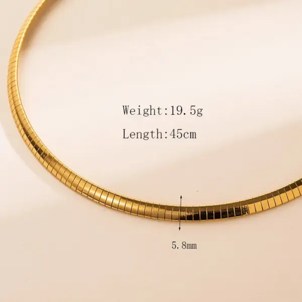304 Stainless Steel Solid Color Vacuum Plating 18K Gold Plated Basic Simple Style . Gold Choker