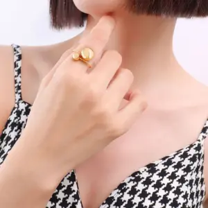 A101 Gold Personalized Steel Ball Ring / Adjustable Opening