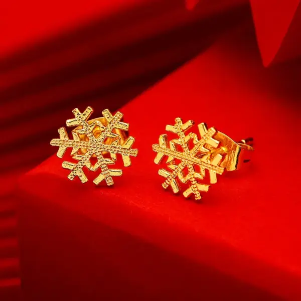 1 Pair Simple Style Four Leaf Clover Flower Plating Brass 24K Gold Plated Ear Studs