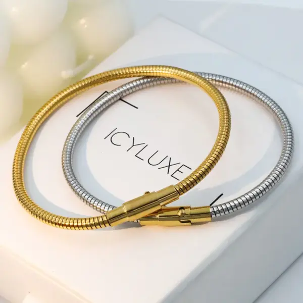 Wholesale Basic Classic Style Geometric Solid Color Stainless Steel Plating Bracelets