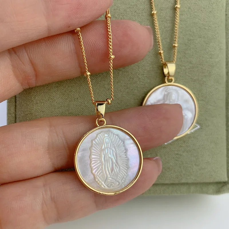 Wholesale Fashion Human Round Copper Inlaid Shell Necklace 1 Piece