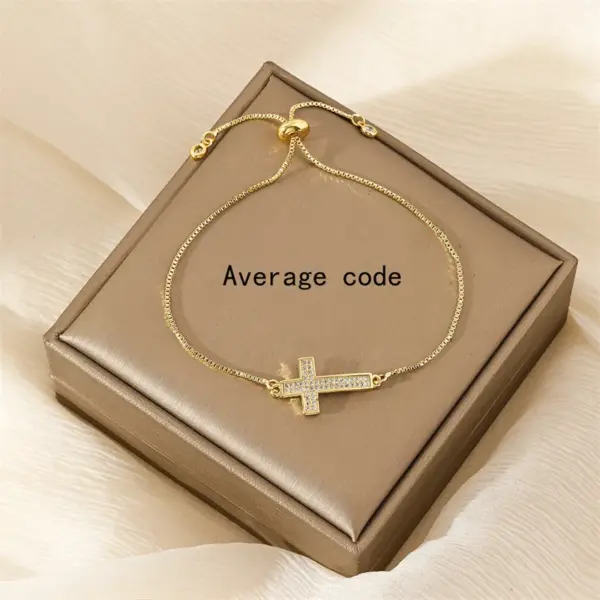 Wholesale Copper 18K Gold Plated Simple Style Plating Inlay Cross Zircon Bracelets