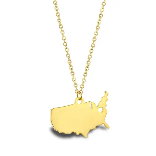 PVD Coated Real Gold Plated 18K Map Heart Shape 304 Stainless Steel Casual Simple Style Waterproof Non Tarnish Pendant Necklace
