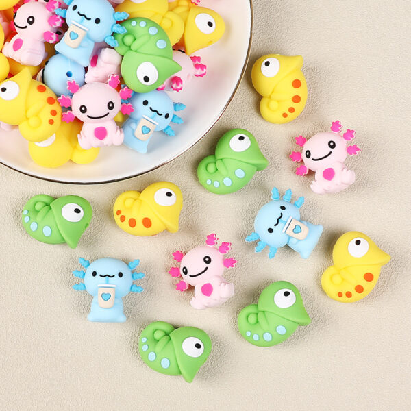 Wholesale Cross-border hot-selling 3D chameleon silicone beads DIY jewelry accessories beaded salamander focal beads loose beads