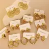 Wholesale Gold Titanium Steel Geometric Earrings Simple Design Luxury Women's Fashion Jewelry Elegant Vintage Sensation Round Shape
