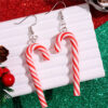 Wholesale Large Candy Cane Christmas Colorful Stripesd Rainbow Candy Pendant Earrings