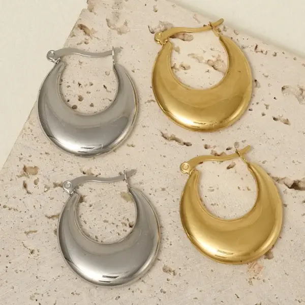 Wholesale PVD Coated Real Gold Plated Geometric 304 Stainless Steel Simple Style Commute Waterproof Non Tarnish Earrings