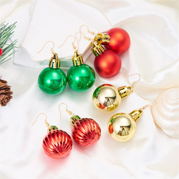Wholesale European and American cross-border new round ball fashion Christmas bulb earrings colorful Christmas earrings ear hook earrings female