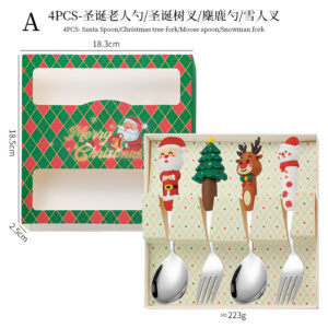 A green box big doll spoon and fork four-piece set-silver