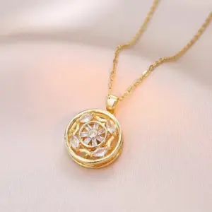 X1012 Gold White Rotating Necklace